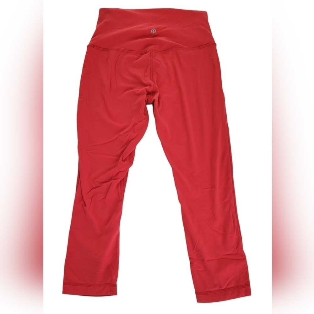 LULULEMON Coral Red Orange Yoga Crop Leggings Size 6 - Picture 5 of 8